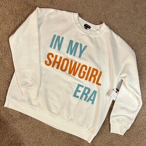 Taylor Swift Sweater White with Orange and Blue Text